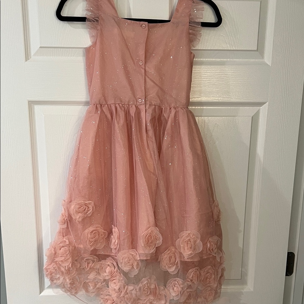 Nannette Blush Rosette Kids Formal Dress - Picture 6 of 11